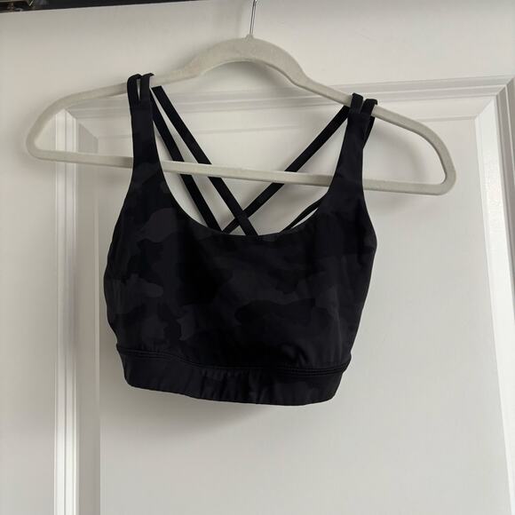 lululemon athletica Other - Lululemon Energy Bra Black Camo Sz 2 Workout Athletic Racerback